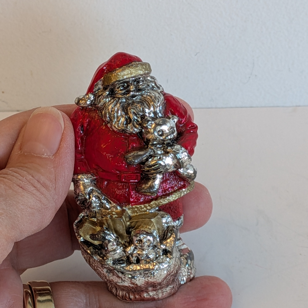Silver 925 Festive Santa Claus Figurine in Red and Silver Marked CVO 925R 72gr